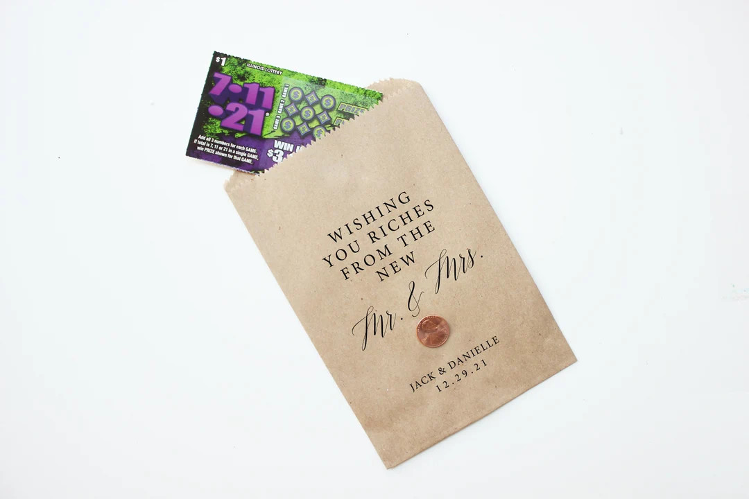 Wishing you Riches From the New Mr And Mrs Favor Bags Scratch Ticket Wedding Favor Bags - Lotto T... | Etsy (US)