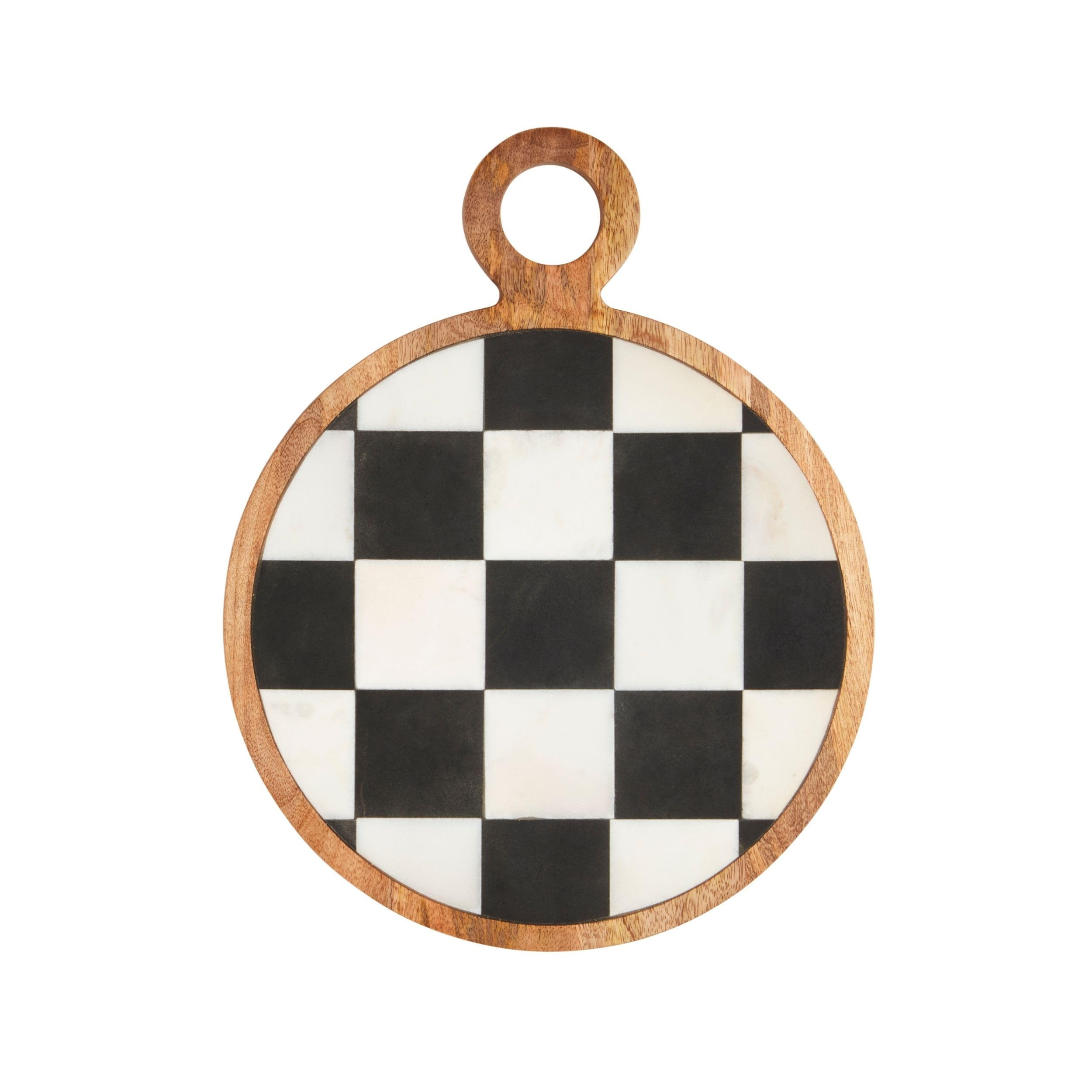 Mud Pie Checkered Round Wood Board; 15 1/2" x 12" | Amazon (US)