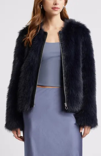 Open Edit Faux Fur Crop Jacket | Nordstrom | Nordstrom
