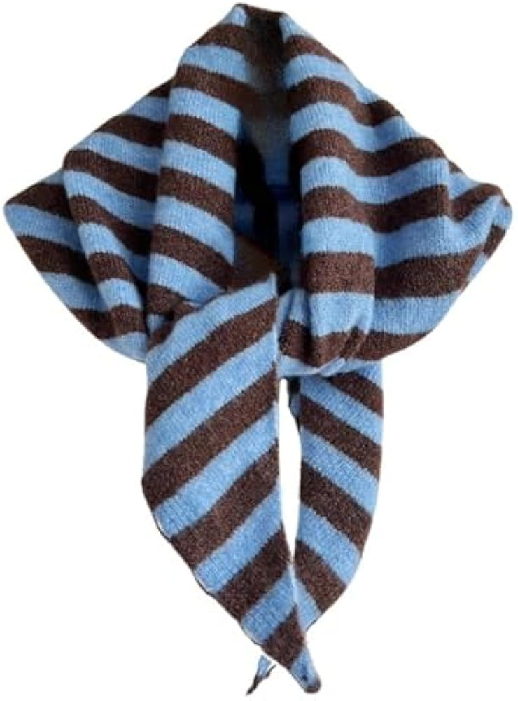 Knitted Triangle Scarf for Women Y2k Stripe Head Scarf Aesthetic Accessories Cottagecore Streetwe... | Amazon (US)