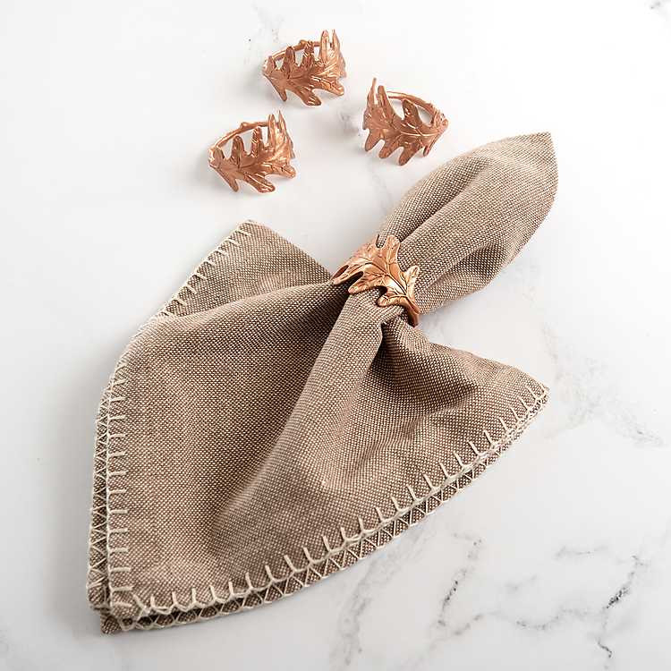 Bronze Leaf Napkin Rings, Set of 4 | Kirkland's Home