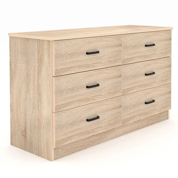 Wood Dresser for Bedroom, 6 Drawer Double Dresser with Metal Handles | Bed Bath & Beyond