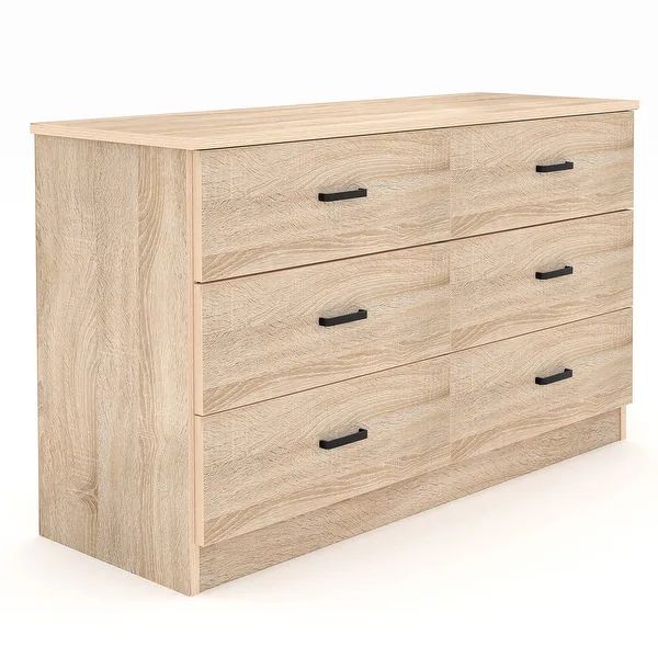 Wood Dresser for Bedroom, 6 Drawer Double Dresser with Metal Handles | Bed Bath & Beyond
