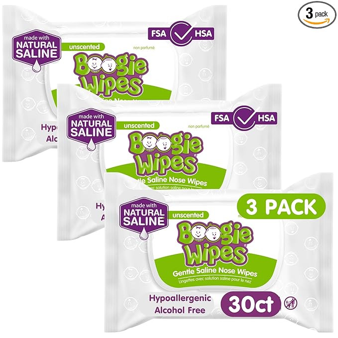 Boogie Wipes, Saline Wipes for Baby & Kids, Nose Booger Wipes for Allergy Relief, Face, Hand & Bo... | Amazon (US)