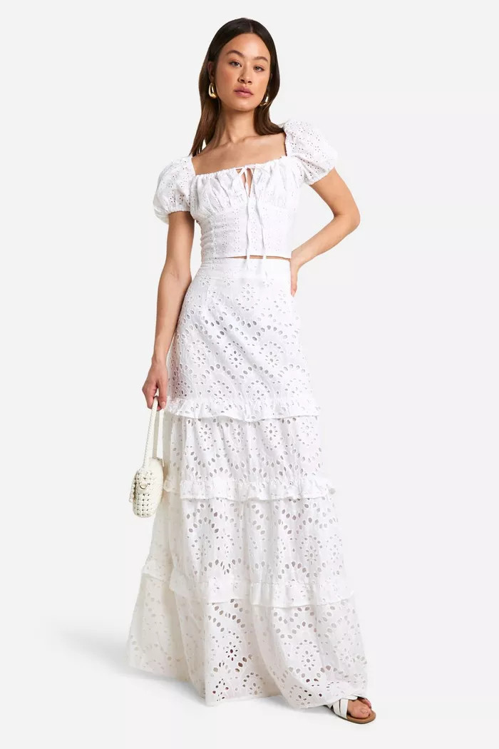 Tall Eyelet Milkmaid Short Sleeve Top | boohoo (US & Canada)
