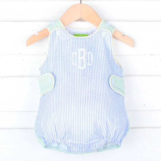Multi Stripe Seersucker Boy Sun Bubble | Classic Whimsy