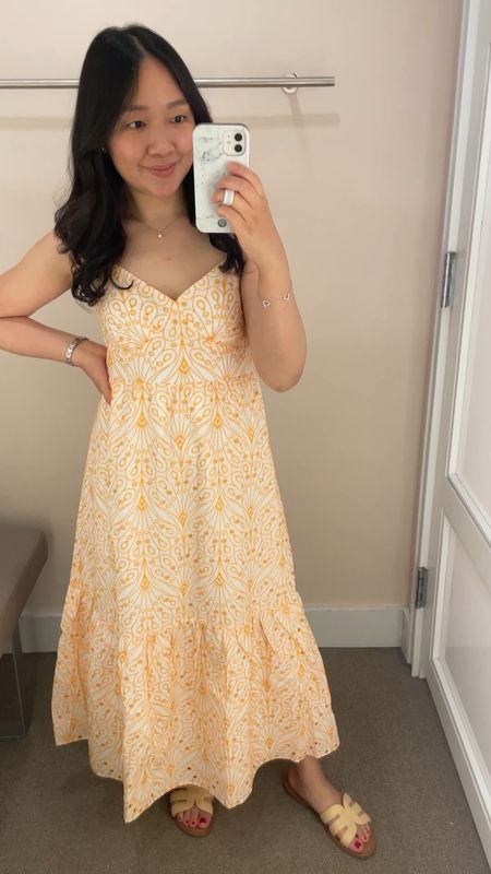 Love the embroidery on this white and orange dress. I took size 2 petite. Note that it has a cutout in the back. Get 50% off + free shipping with code CYBER. 

LOFT dress fitting room try-on

#LTKunder50 #LTKsalealert #LTKSeasonal