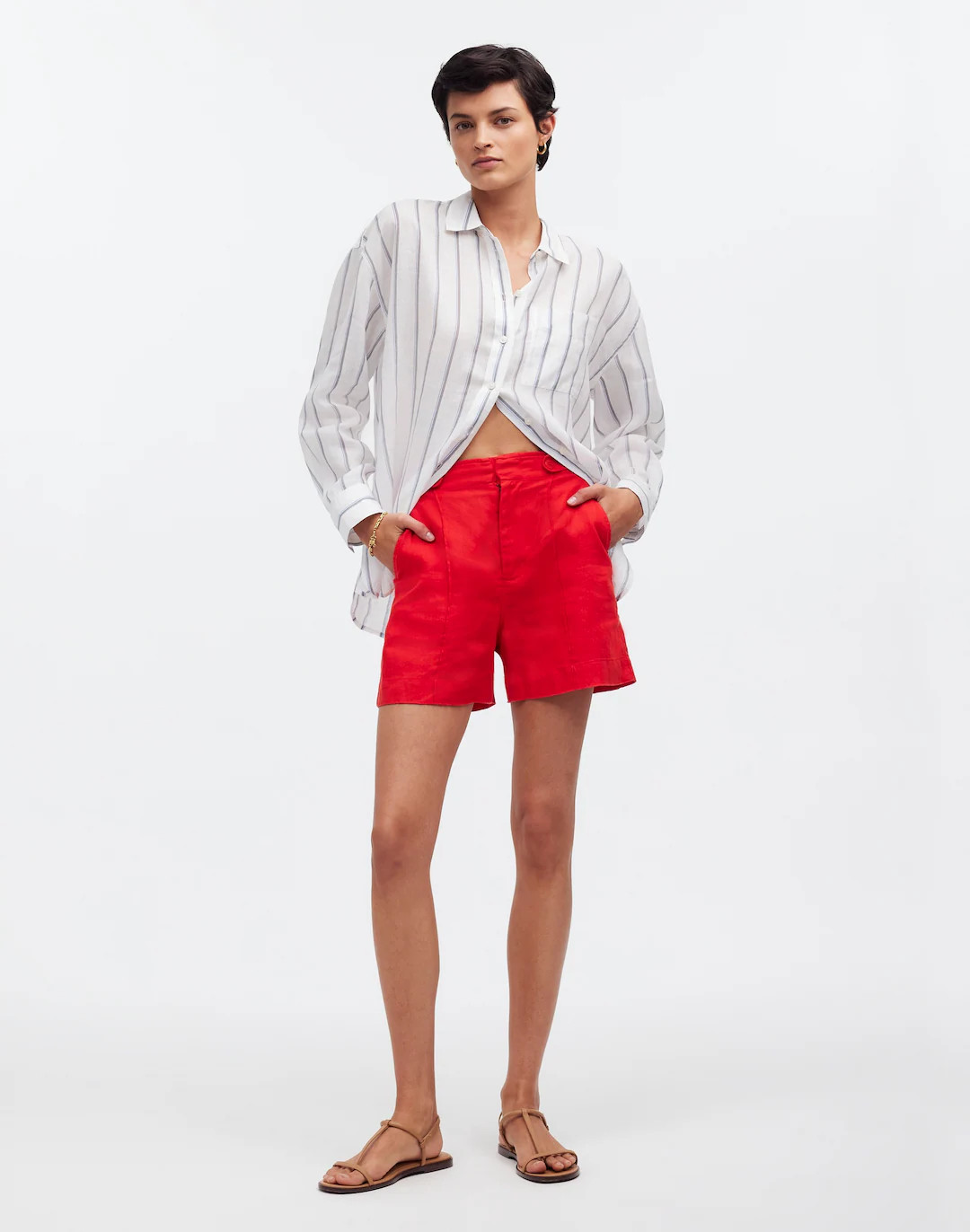 Clean Button-Tab Shorts in Linen Canvas | Madewell