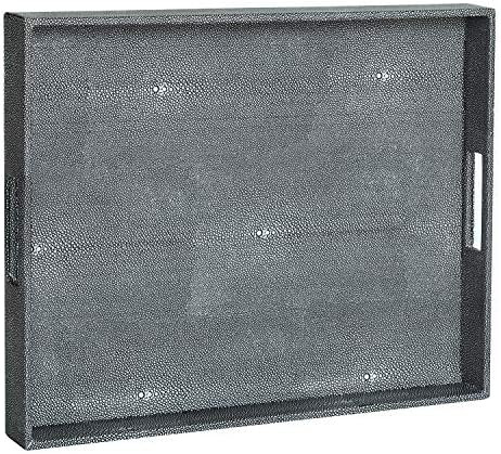 HofferRuffer Extra Large Serving Tray with Handles, Elegant Faux Shagreen Leather Storage Tray, 2... | Amazon (US)