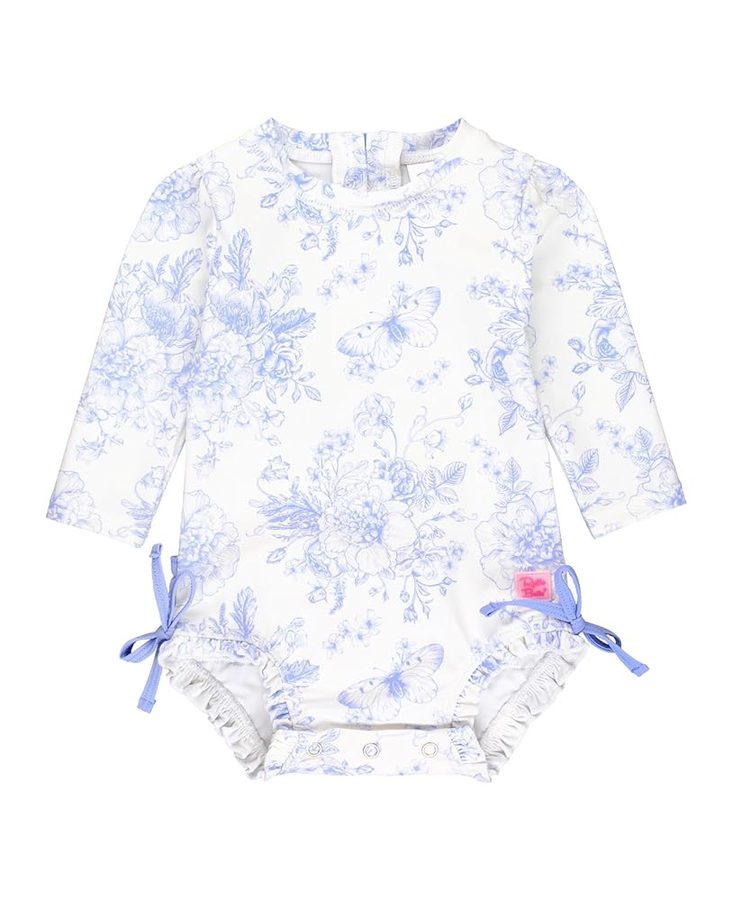 RuffleButts Baby Girls UPF 50+ Sun Protection Floral Printed Long Sleeve One Piece Rash Guard Swi... | Amazon (US)