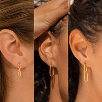 Minimalist Link Chain Earrings Set By Caitlyn Nina & Amanda Hoops Pave Diamond Studs Dangle Drop Gifts For Her | Etsy (US)
