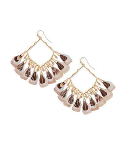 Raven Gold Drop Earrings in Ivory Feather Bead Mix | Kendra Scott
