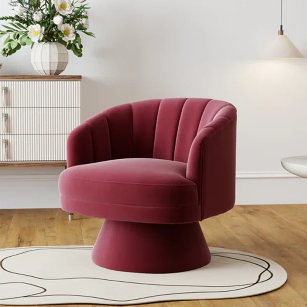 Murrow Velvet Swivel Barrel Chair | Wayfair North America