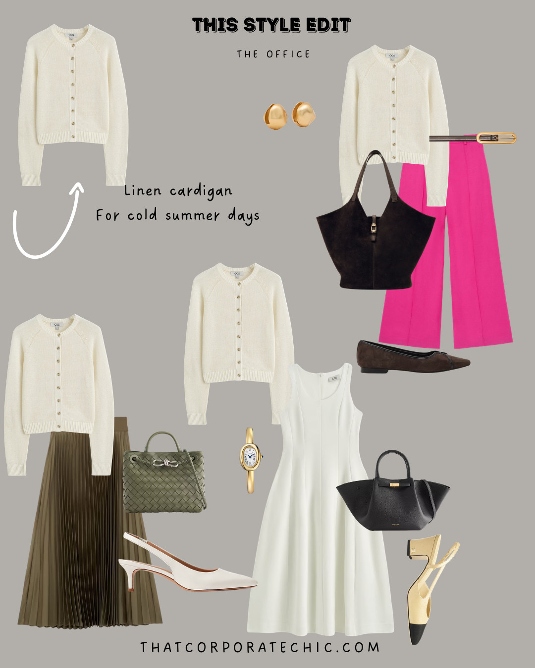 The Linen cardigan - Three ways to style a linen cardigan for the cold summer days.
wear as a lightweight layer.

What to wear to the office stylishly, workwear, thatcorporatechic, office wear, capsule office wardrobe, Minimalist Office Wear,corporate style,effortless work outfit ideas, ThatCorporateChic office outfits

#LTKsummer #LTKworkwear #LTKstyletip