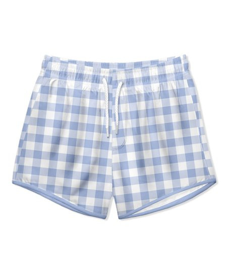 Millie & Maxx Blue Gingham UPF 50+ Swim Shorties - Infant, Toddler & Boys | Zulily