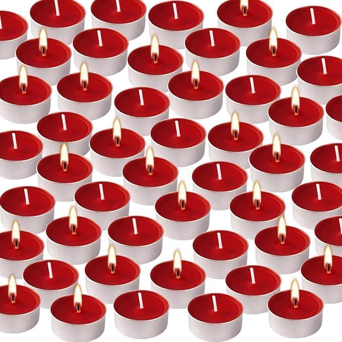 Tea Lights Candles in Bulk, 4 Hour Long Time Burning, Red Votive Tealight Candle for Emergency An... | Amazon (US)