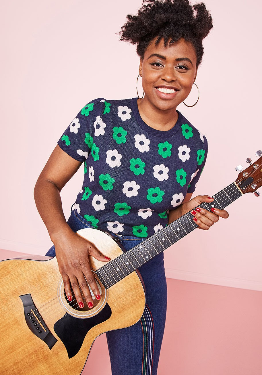 What I Call Fun Intarsia Sweater in Navy Retro Bloom | Modcloth