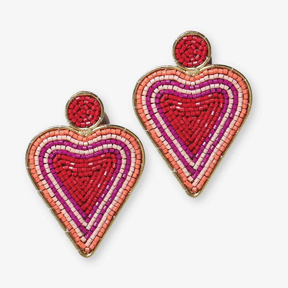 Rosie Heart Outline Earrings Red | INK+ALLOY