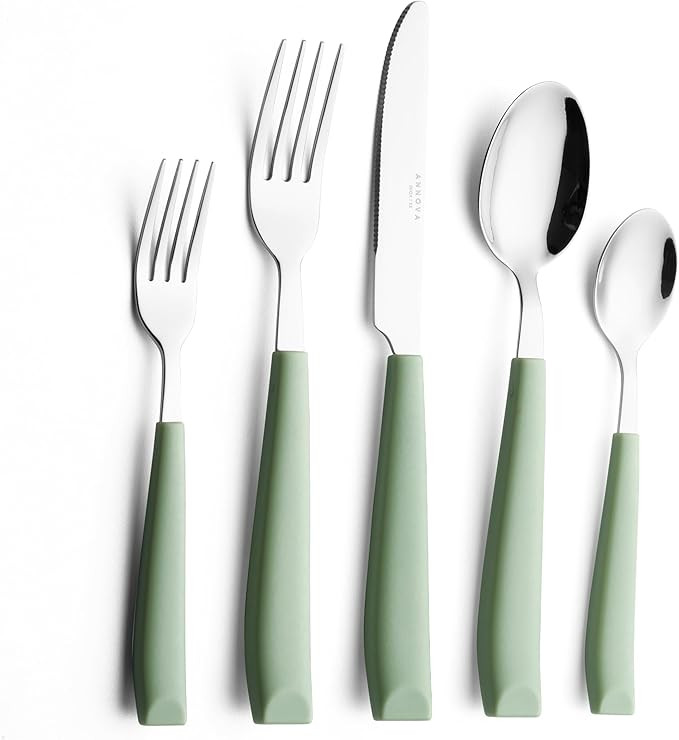 ANNOVA Silverware Set Stainless Steel Colorful Handle Tableware Kitchen Flatware Set Utensils, In... | Amazon (US)