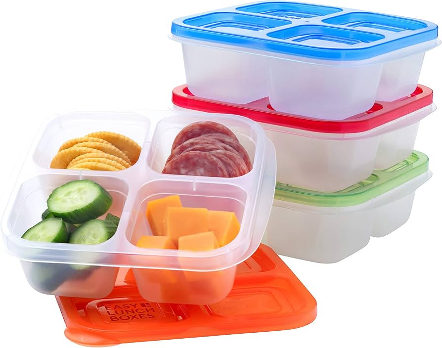 EasyLunchboxes® - Bento Snack Boxes - Reusable 4-Compartment Food Containers for School, Work an... | Amazon (US)