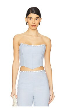 La Porte Birkin Pearl Corset Top in Cashmere Blue from Revolve.com | Revolve Clothing (Global)