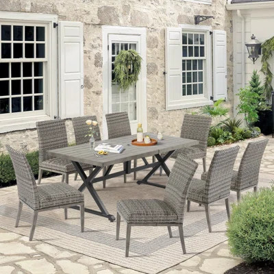 Rectangular 8 - Person 82.5" Long Patio Dining Set With Umbrella Hole | Wayfair North America