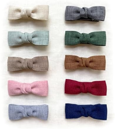 Baby Girls Tiny Hair Bow Clips, 10pcs Boutique Fully Lined Hair Pins Mini Baby Barrettes Accessor... | Amazon (US)