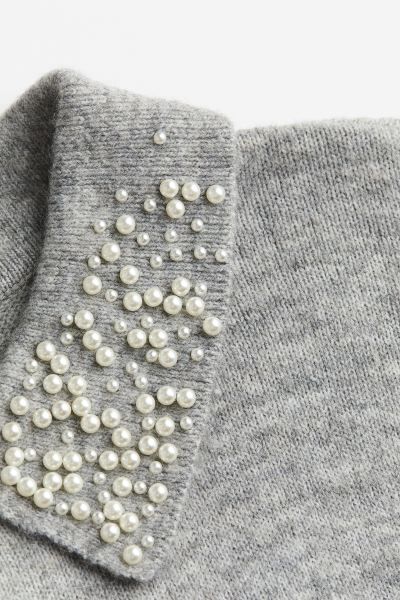 Beaded-collar Sweater - Gray melange - Ladies | H&M US | H&M (US + CA)
