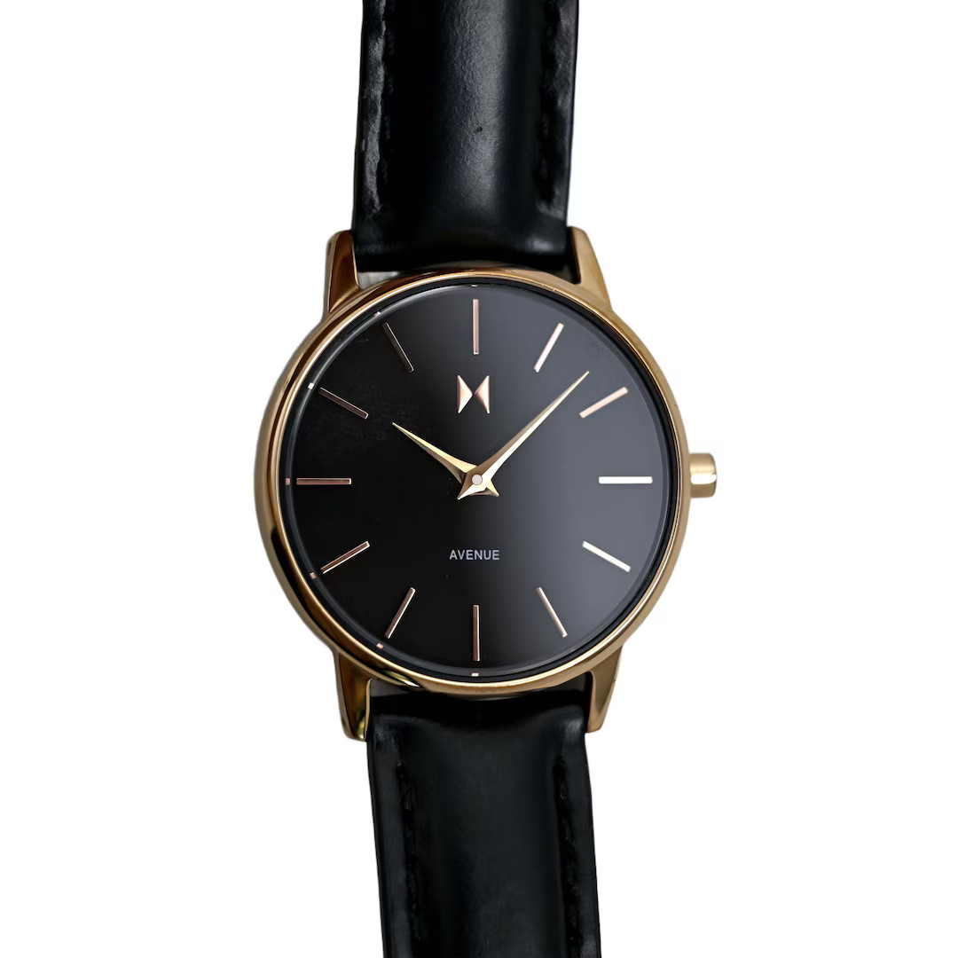 MVMT Avenue Ladies Rose Gold Black Dial Genuine Leather Wrist Watch - Etsy Canada | Etsy (US)