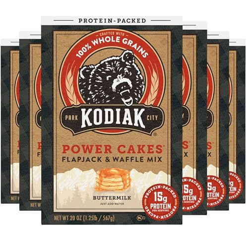 Kodiak Cakes Protein Pancake Power Cakes, Flapjack and Waffle Baking Mix, Buttermilk, 20 Oz, (Pack of 6) | Amazon (US)