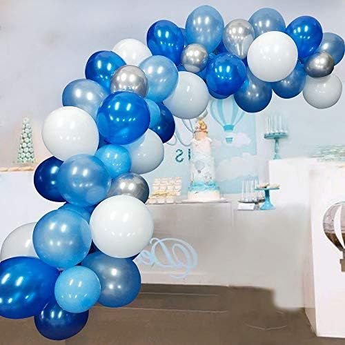 Blue Balloon Garland Kit 117 pcs Blue White Sliver Balloon Garland Arch Kits Metallic Royal Blue ... | Amazon (US)