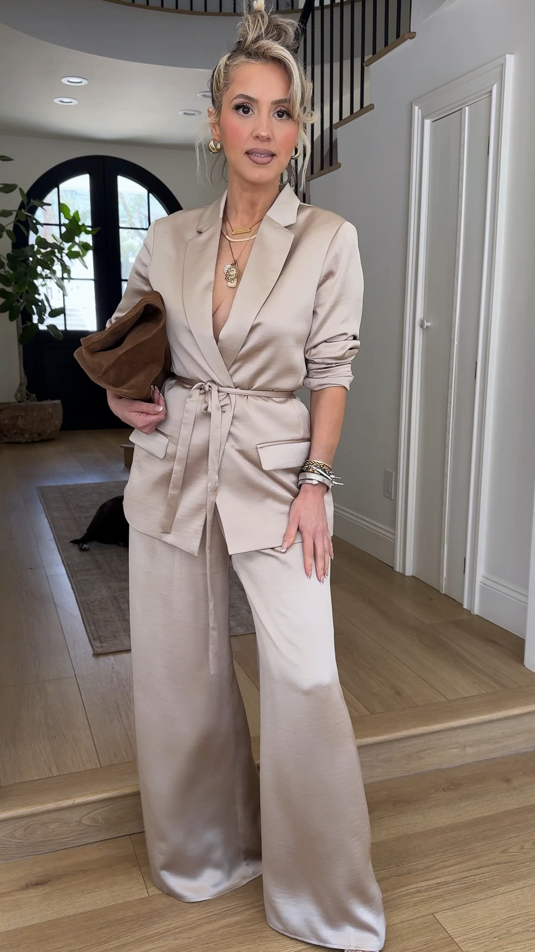 Trend alert 🚨 SATIN is IN ✨🤌🏼 these @Express looks are stunningggg 👀 #DresstoExpress #ExpressPartner 

Size 4 in pants
XS in tops 
SM in blazer

#LTKootd #LTKSaleAlert #LTKU