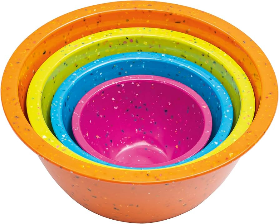 Confetti Nesting Mixing Bowls Set - 4-Piece Colorful Kitchen Bowls (18oz, 1.25QT, 2.5QT, 4QT) - B... | Amazon (US)