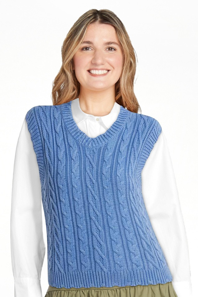 Free Assembly Women's Scalloped Cable Knit Cotton Vest, Sizes XS-XXL | Walmart (US)