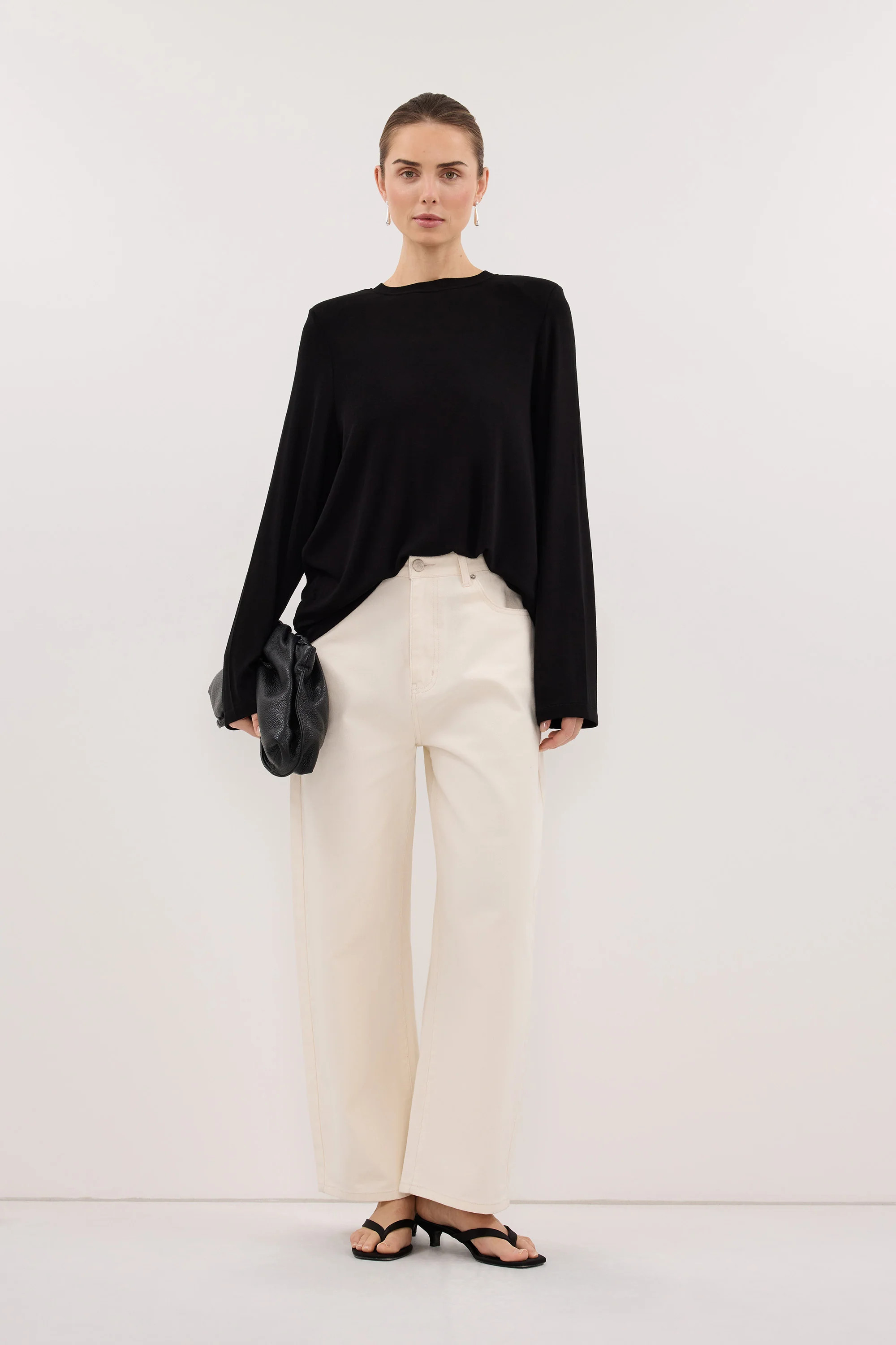 RENI BLACK SHOULDER PAD TOP | DISSH