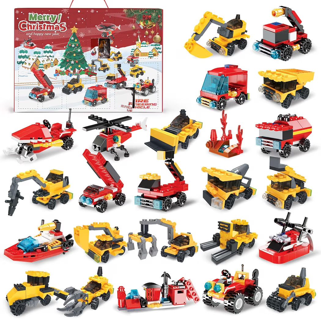Fire Truck and Construction Play Vehicles Building Blocks Advent Calendar, 24 Days Christmas Coun... | Amazon (US)