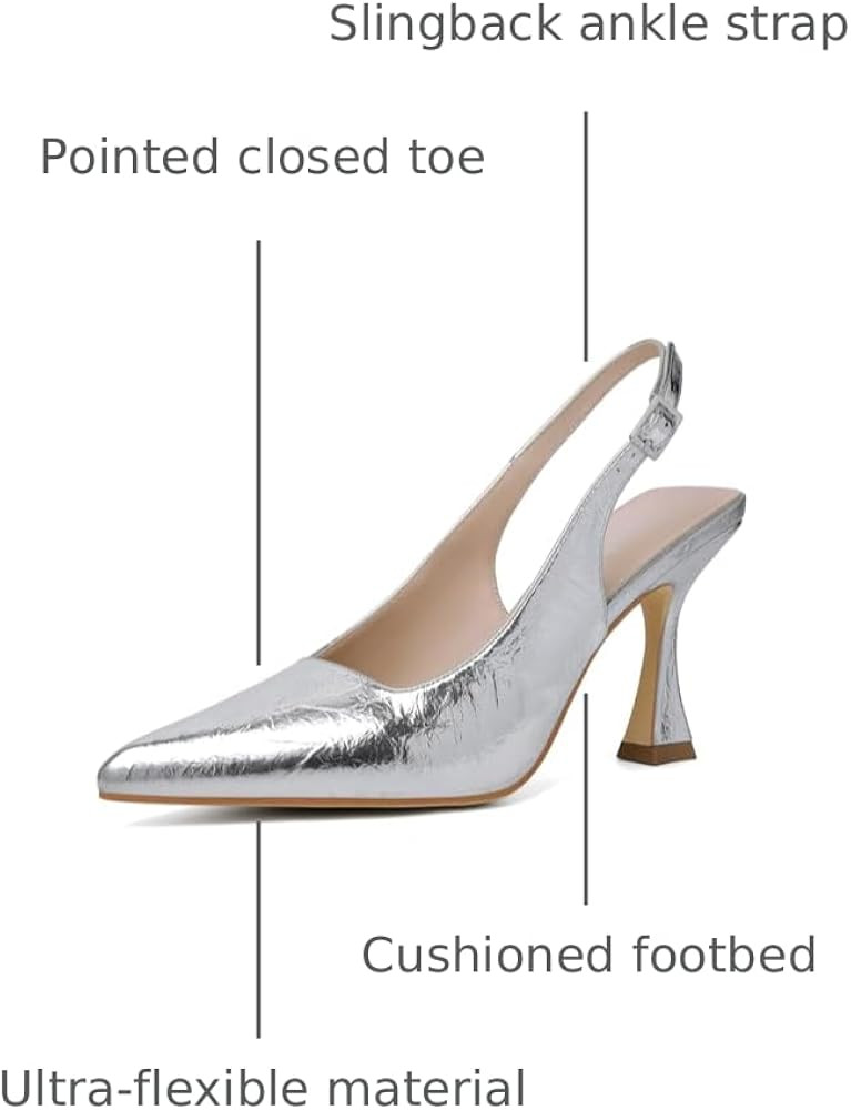 Susanny Slingback Kitten Heels Elegant Dressy Pumps for Women Closed Pointy Toe Sexy Chunky High ... | Amazon (US)