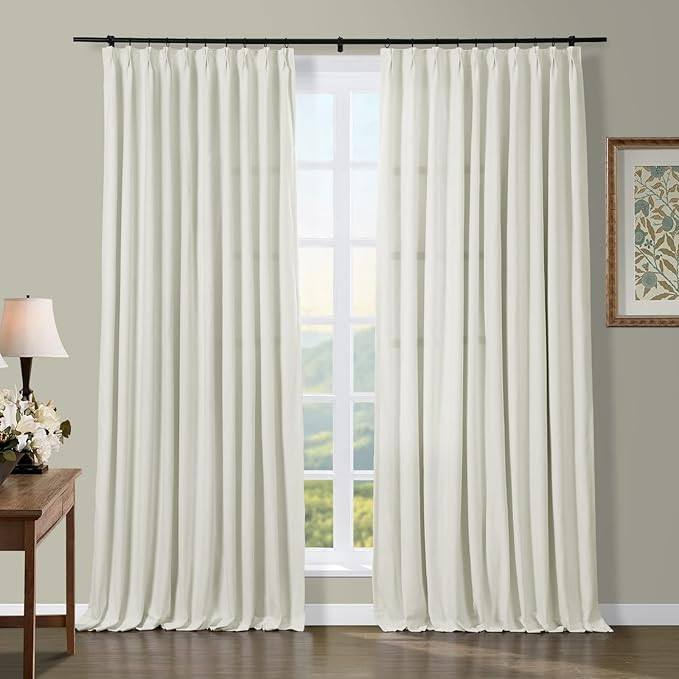 TWOPAGES 100% Cotton Pinch Pleat Drapes 102 Inches Long for Bedroom Living Room Cotton Light Filt... | Amazon (US)