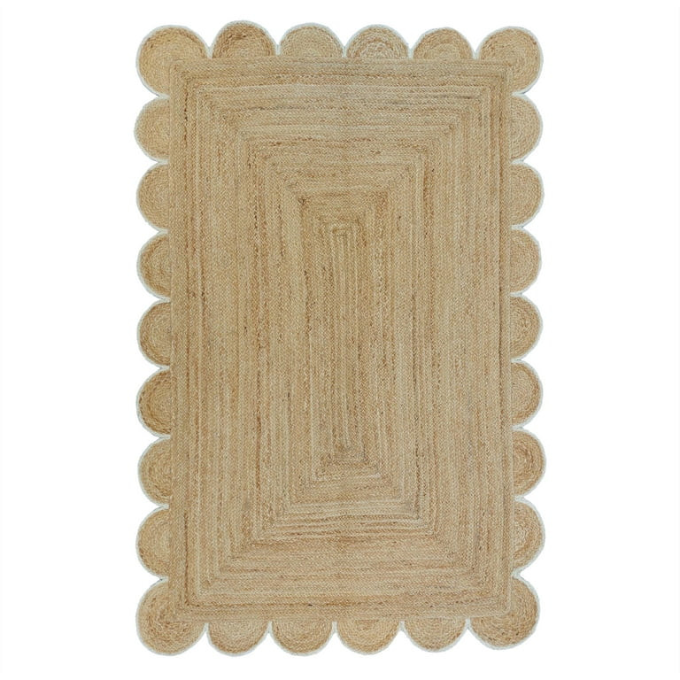 Weaving Village Scalloped Natural Jute Area Rug, Off White Color Trim, Size 2'6"x20' | Walmart (US)