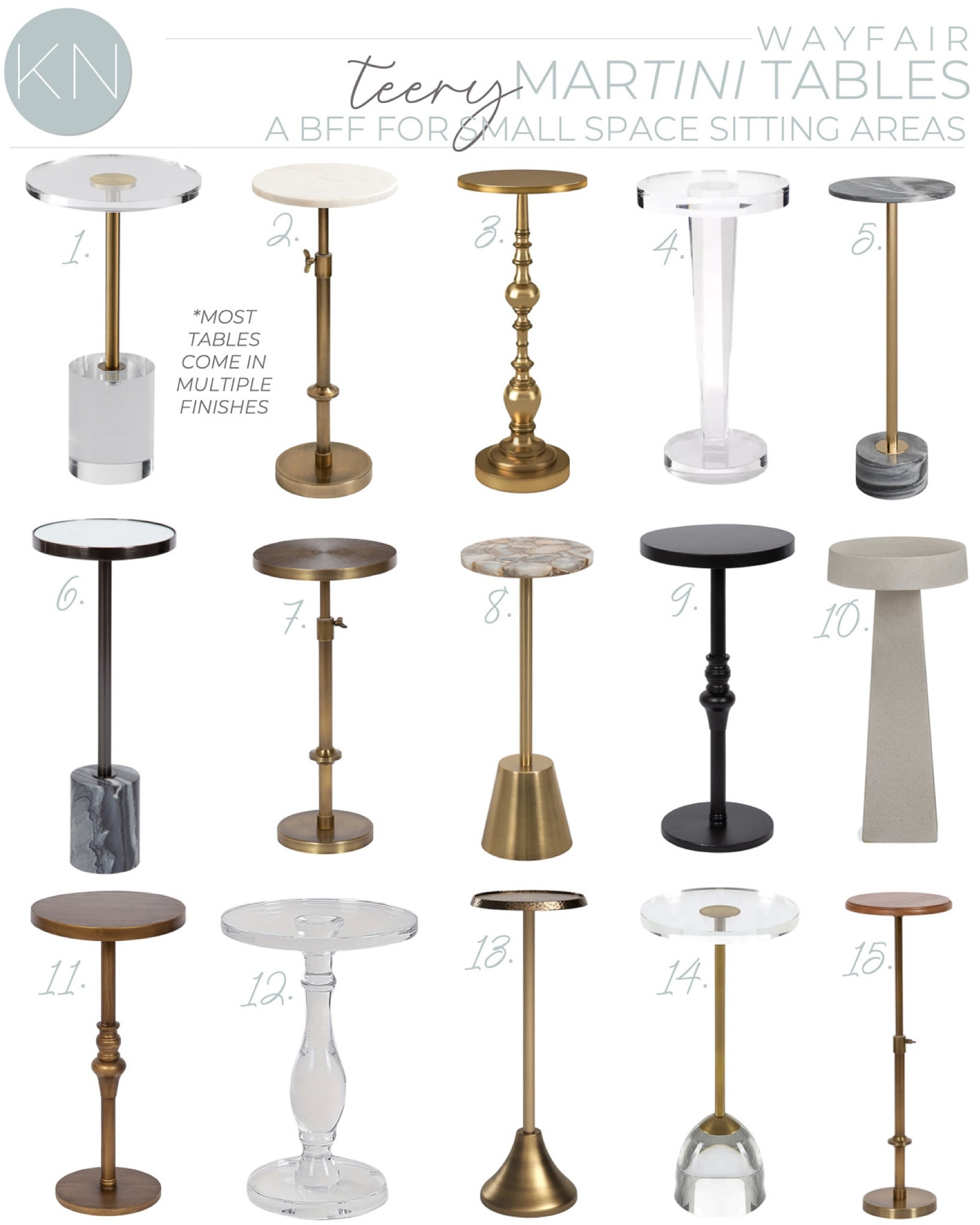 A martini table is a great addition to any small space where you need an extra surface, including a reading corner, living room, bed side or even tub side. Here are some of my favorites and most come in different finishes and several come with different tabletop colors! home decor living room decor bedroom decor accent table side table acrylic table pedestal table end table Wayfair find#LTKStyleTip

#LTKHome #LTKSaleAlert