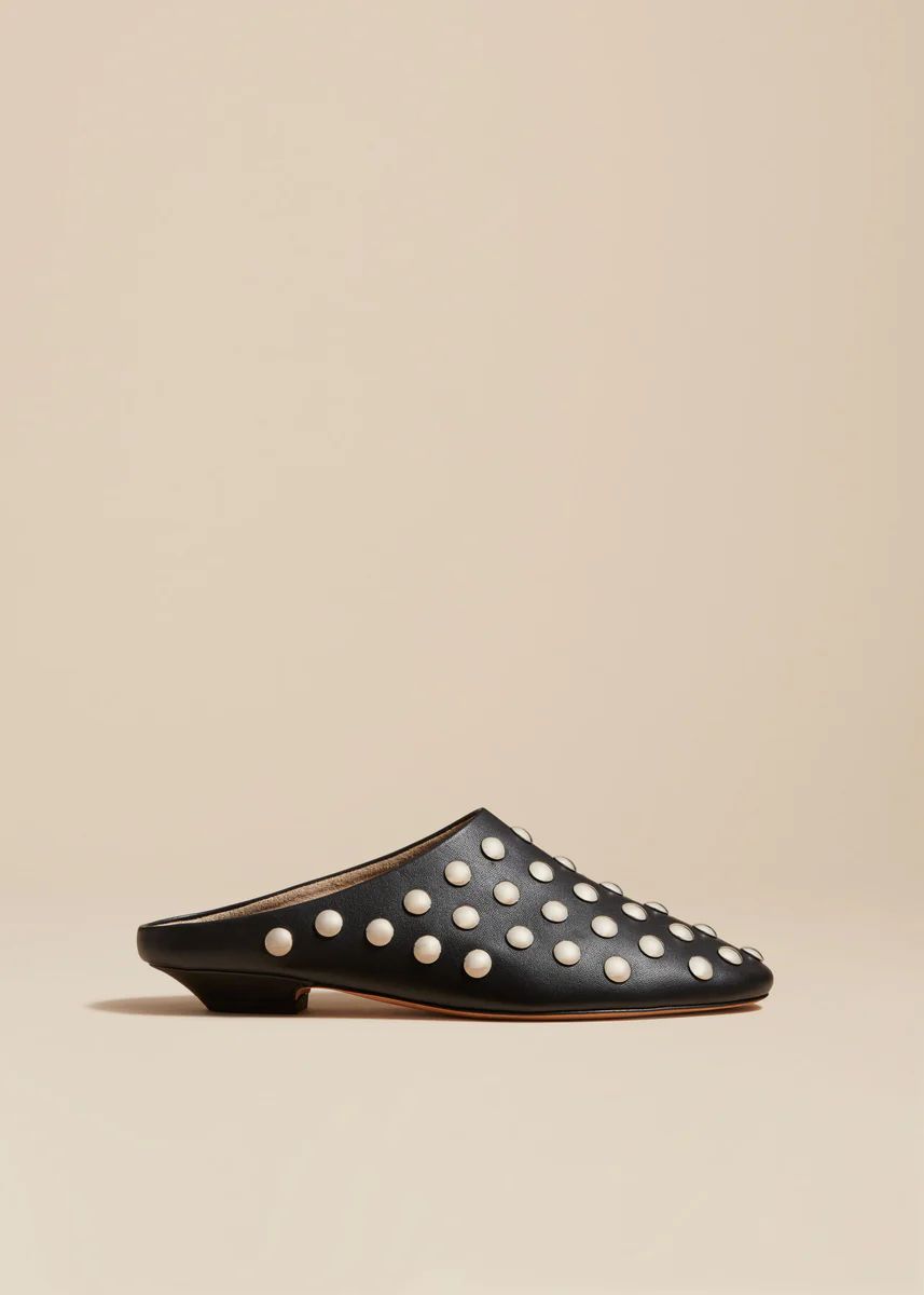 The Otto Mule in Black Leather with Studs | Khaite