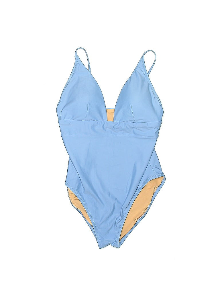 J. Crew One Piece Swimsuit: Blue Chevron/Herringbone Swimwear - Size 8 | ThredUp