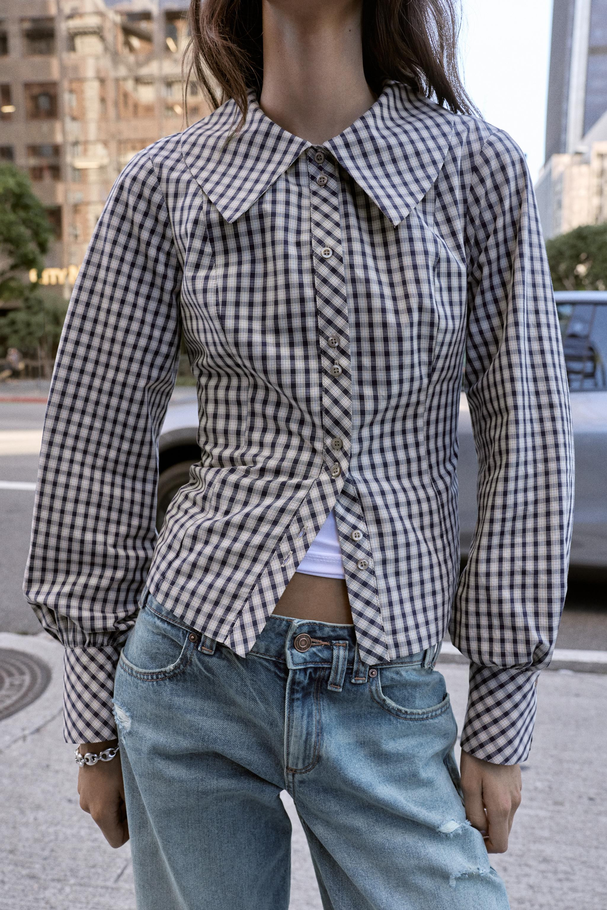 PLAID PETER PAN COLLAR SHIRT | Zara US