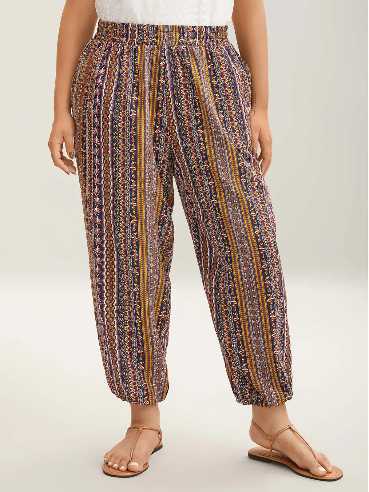 Boho Striped Split Jogger Pants | Bloomchic