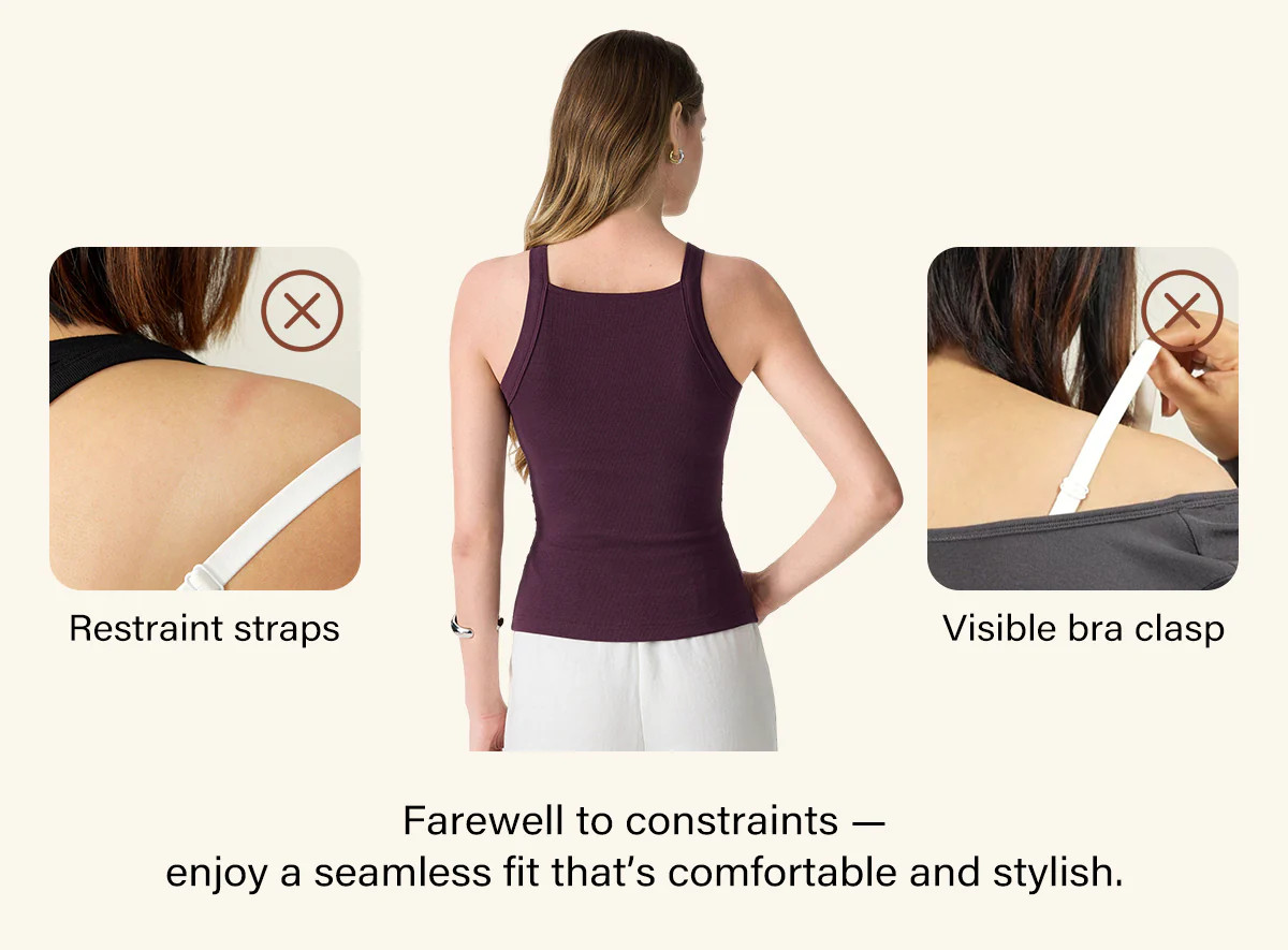Plantive Chic Square Neck Ruched Rib Bra Tank | OGLmove