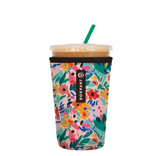 Sok It JavaSok Iced Coffee & Cold Soda Insulated Neoprene Cup Sleeve (Abstract Floral, Medium: 22-28oz) | Amazon (US)