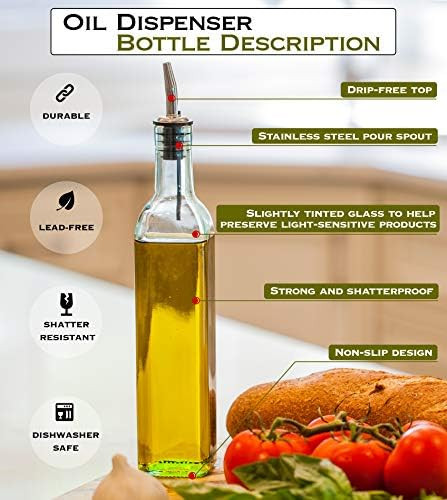 eHomeA2Z Italian Glass Oil and Vinegar Cruet 16 Oz, Olive Oil Dispenser with Stainless Steel Spout,  | Amazon (CA)