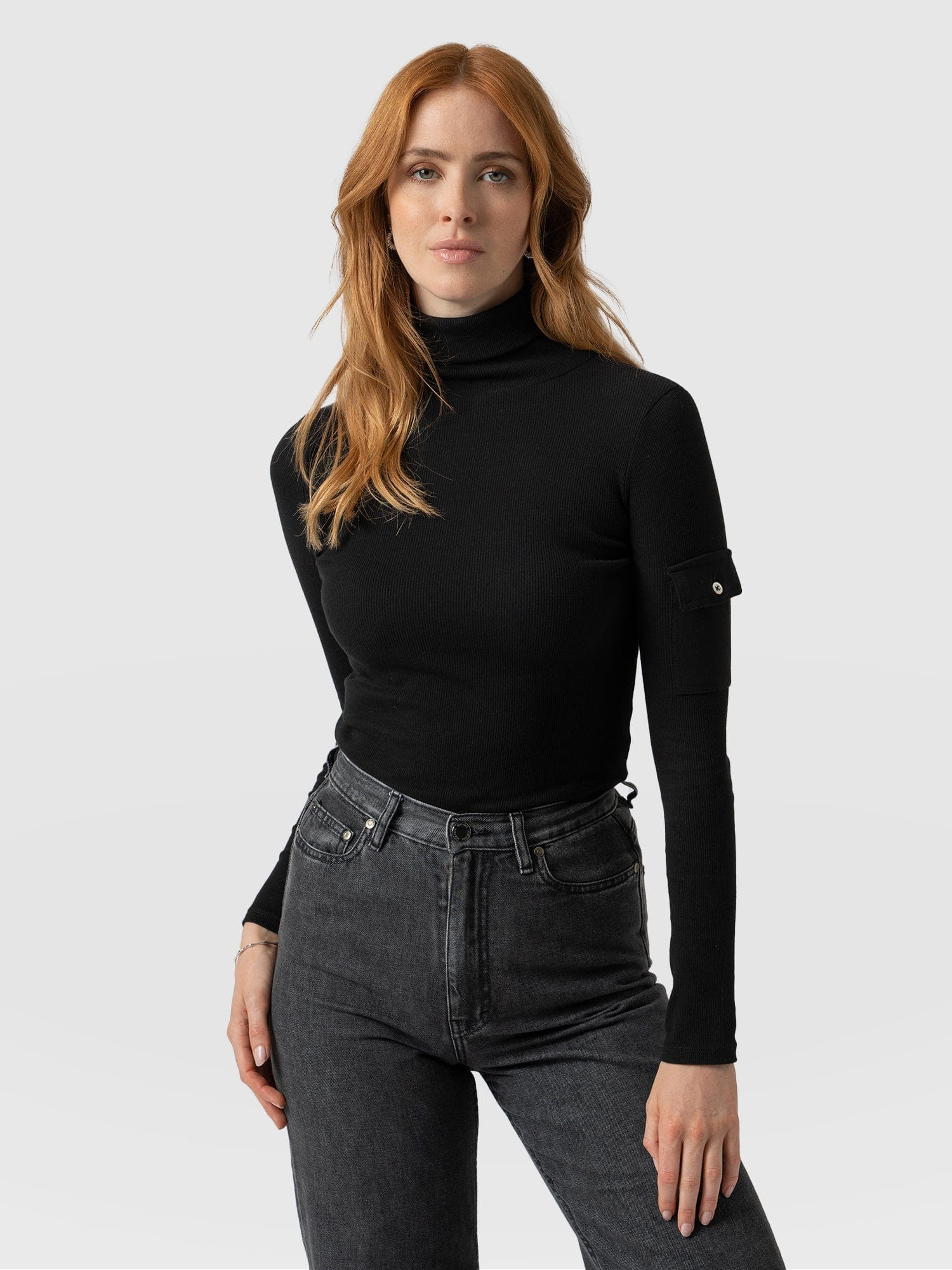 Pocket Roll Neck - Black | Saint + Sofia