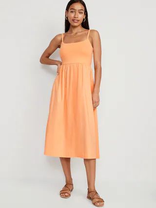 Fit &#x26; Flare Combination Midi Cami Dress for Women | Old Navy (CA)