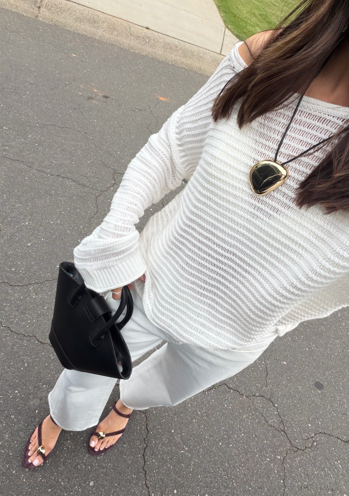 Summer sweater: true to size (S) 
Bralette: tts (S)
White barrel jeans: tts (26)
Sandals: tts 

#LTKxMadewell #LTKootd #LTKSaleAlert